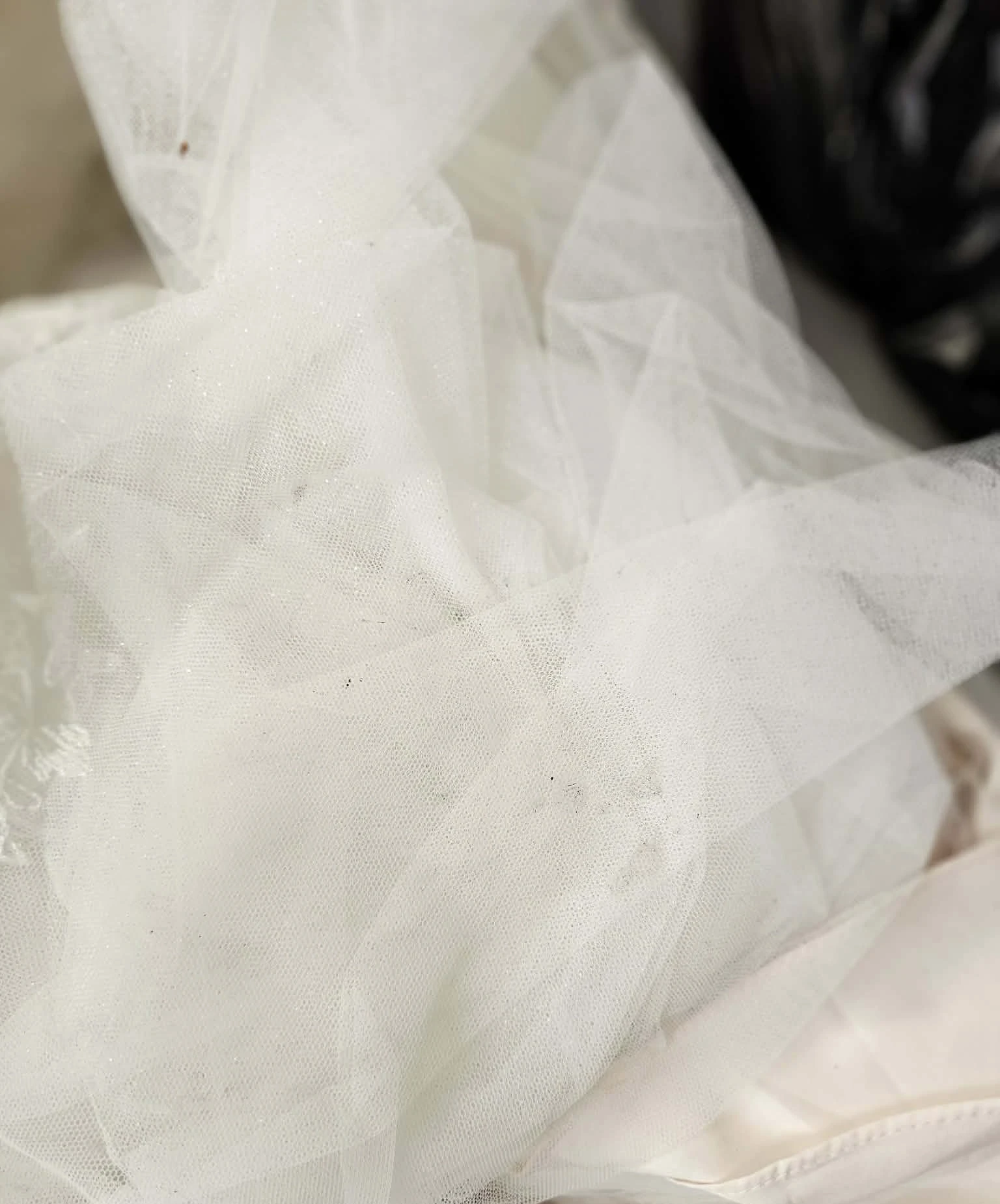 Soiled tulle close-up